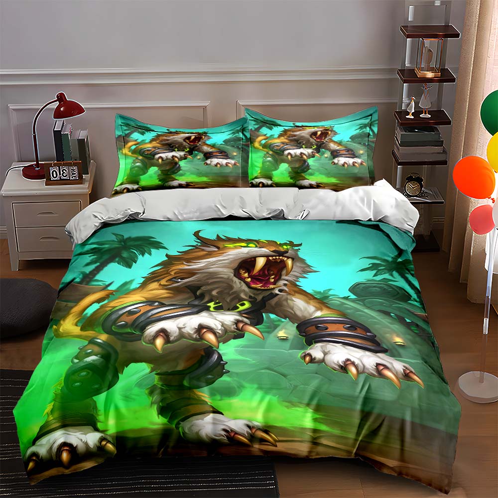

Roaring feline warrior. Bedding Duvet cover sets Duvet covers Pillowcases gifts (1 * Duvet Cover 2 * Pillowcases, without duvet insert) 135x200cm