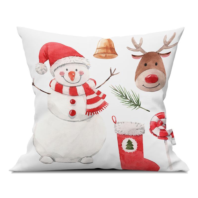 Merry Christmas Pillowcase Cartoon Printing Office Sofa Lumbar Pillow Cover for Home