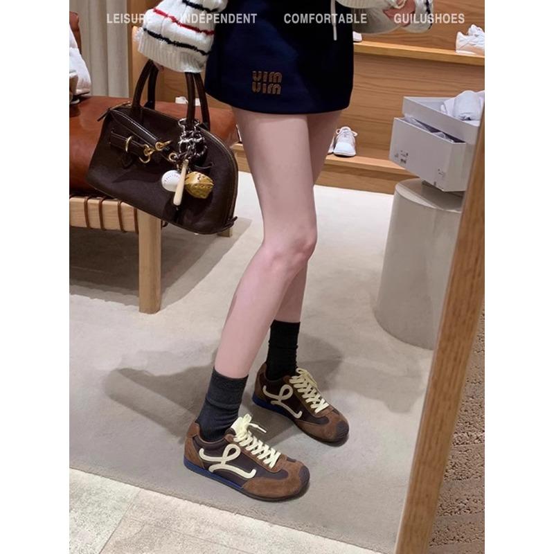 Retro Women's Spring Style Color Matching Lace-up Comfortable Casual Sports Running Shoes Wear-resistant Trend