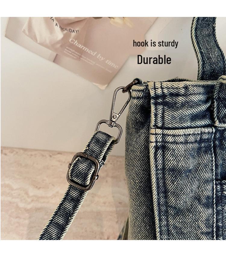 Korean Style Denim Shoulder Bag 2026: Versatile, Large Capacity Crossbody for School & Commute