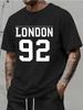 Unisex Summer Light Blue Crew Neck Tee LONDON 92 Print Casual Short Sleeve Daily Basic Athletic Chelsea UK Fashion T Shirt