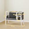 Small Animal Hutch for Dwarf Hamsters, Rabbits, Guinea Pigs, with Accessories, Elevated Design, Wood, Metal, Grey