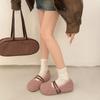 Fashion Autumn Winter Women Fur Flats Shoes Concise Comfort Street Style Soft Sole Female Dress Short Plush Mary Jane Shoes