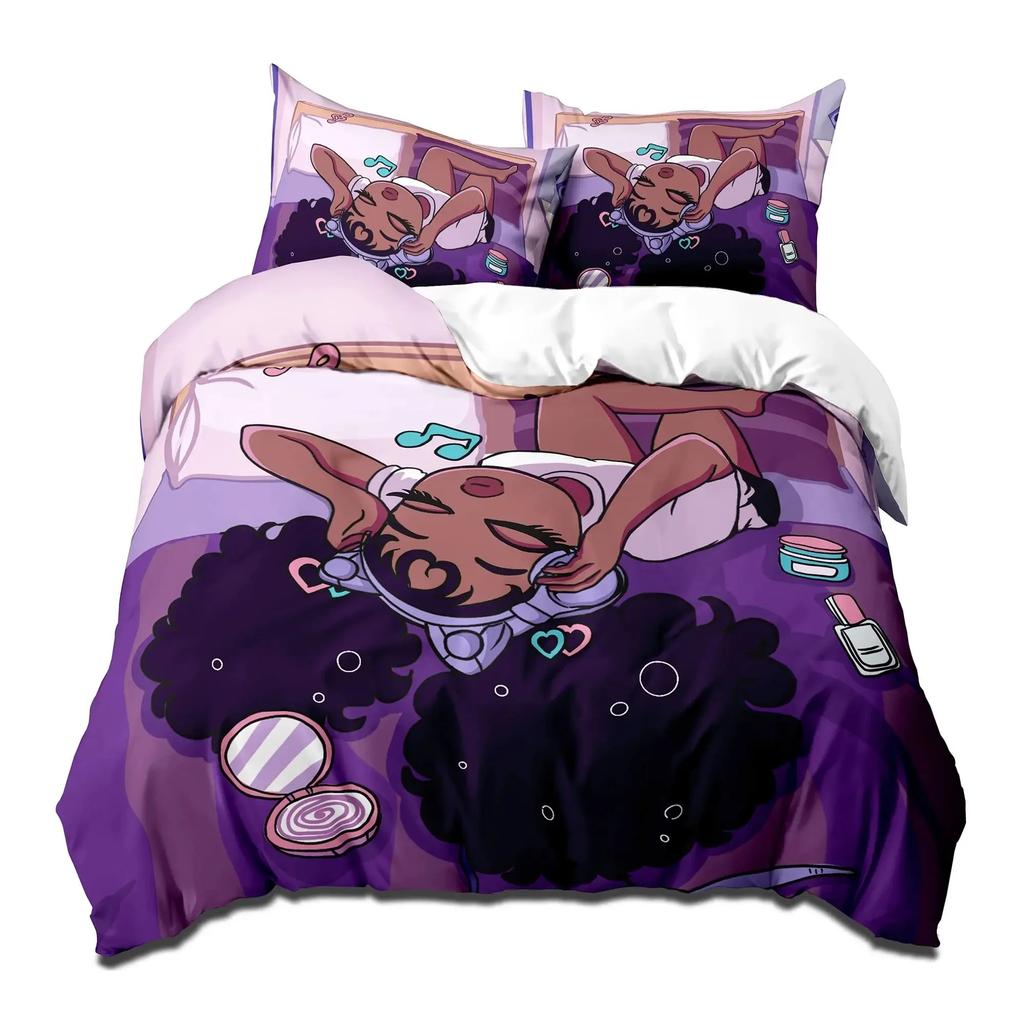 African American Black Girl Duvet Cover SetBlack Girl Magic Bedding Set3D Comforter CoverBirthday Gift for Black Women Girls