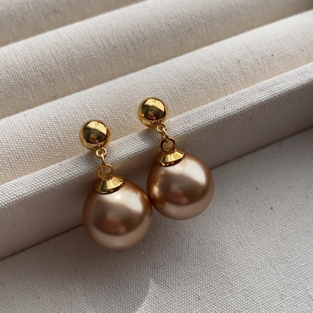 Vintage Elegant Minimalist Gold Pearl Earrings Classic Warm Pearl Earrings Earrings