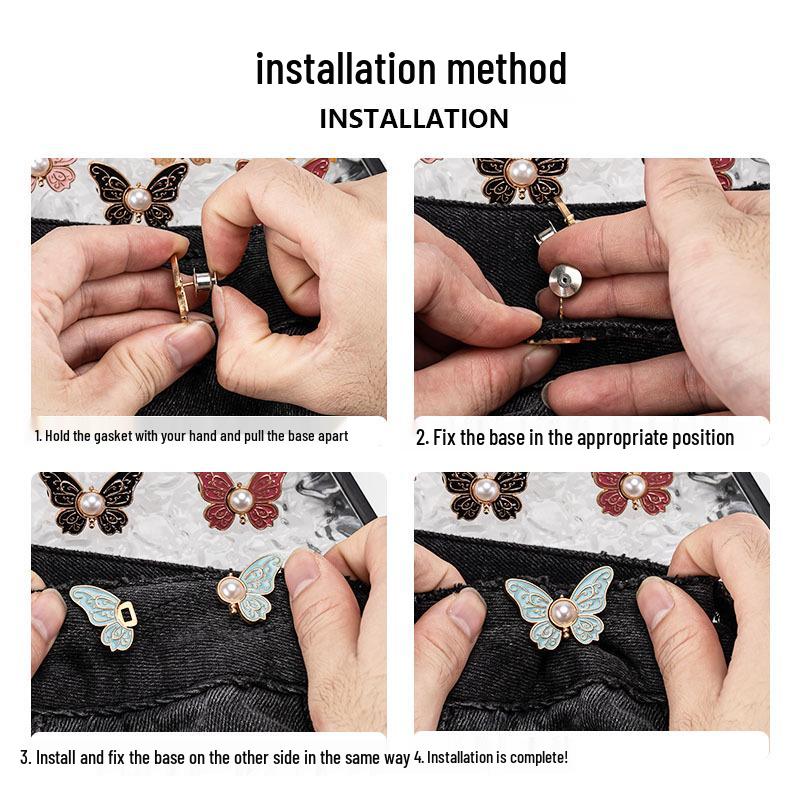 Floral Butterfly Adjustable Buckle - Stitch-Free Waist-Reducing Tool for Oversized Jeans
