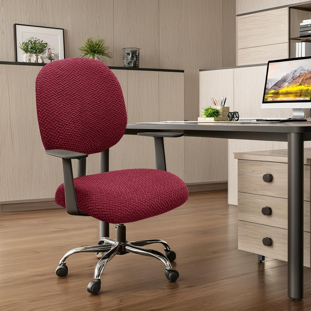 2pcs Jacquard Office Chair Cover Stretchable Office Computer Chair Slipcovers Washable Universal Desk Rotating Chair Protector