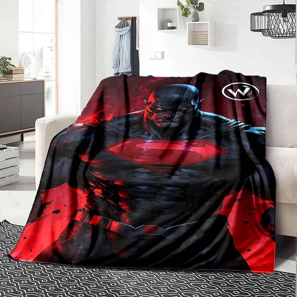 1pc Superman black Flannel Blanket Soft Warm Throw for Home, Office, Travel, All-Season Cozy Bedding Gift L1389