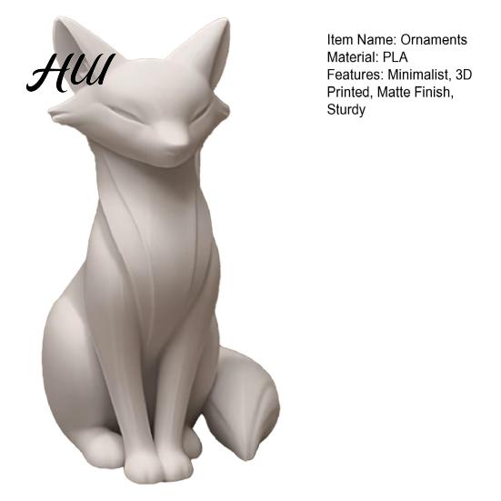 Minimalistische Fuchs-Skulptur 3D-gedruckte Skulptur, Elegante Figur, Matt Modern Zeitgenössische Wohnzimmer-Dekoration Schreibtisch-Ornament für Eingangsbereich Arbeitszimmer,