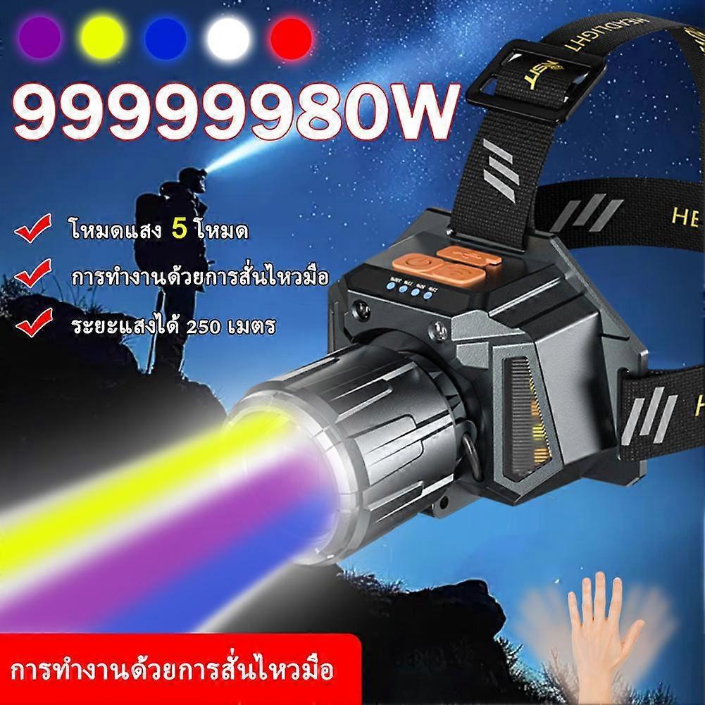 Outdoor Strong Headlamp Head Lighting Lamp Telescopic Zoom Intelligent Wave Induction Multi-Functional Waterproof Rechargeable
