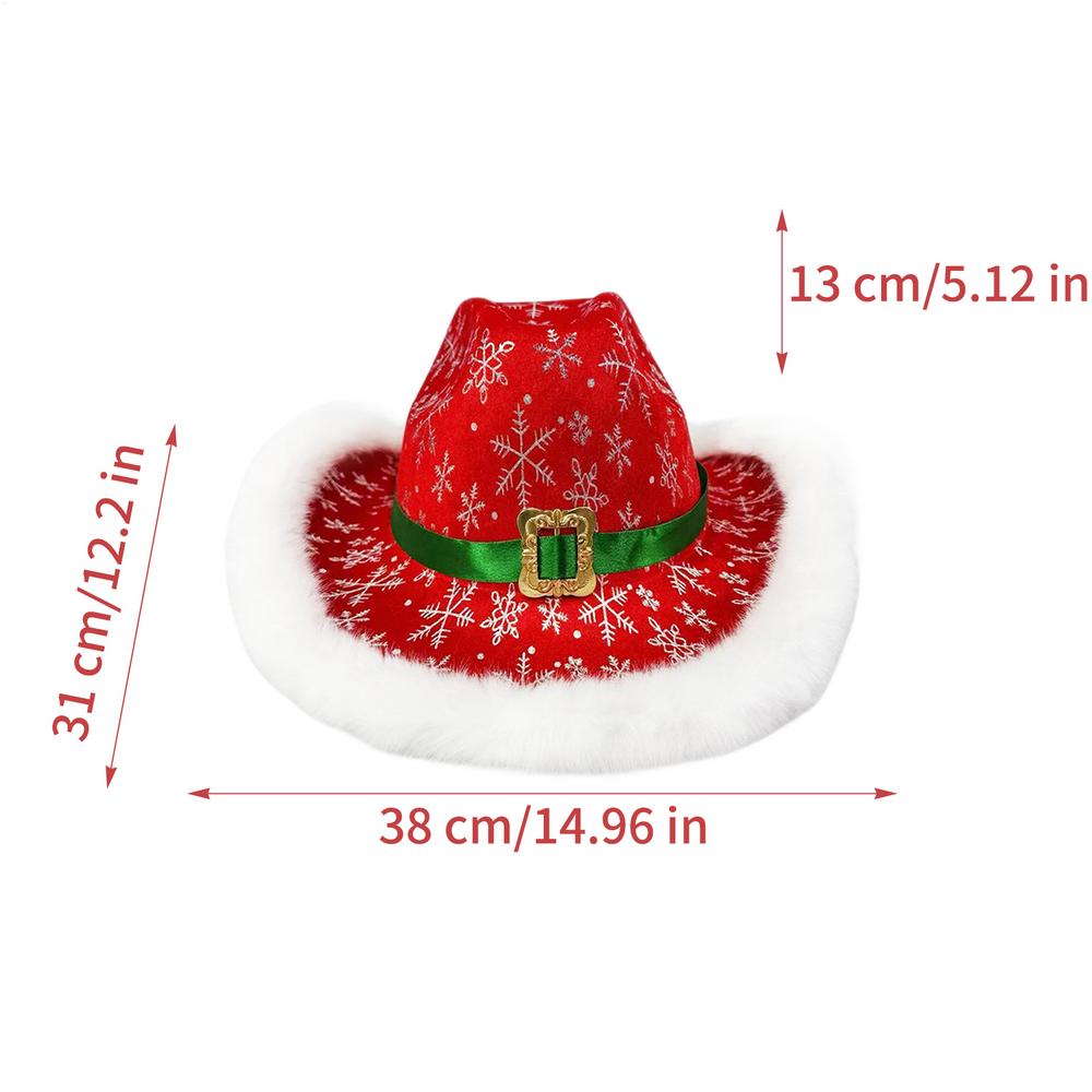 Santa Cowgirl Hat White Trim Festive Western Costume Santa Cowboy Hat For Adults For New Year's Eve Parties Stage Performances