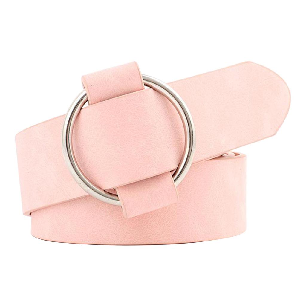 PU Leather Belts for Women PU Leather Waistband Circle Buckle No Prong