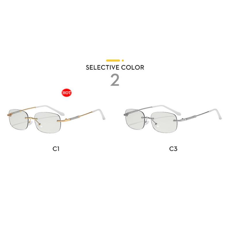Women's sunglasses - unisex fashion rimless metal photochromic sunglasses