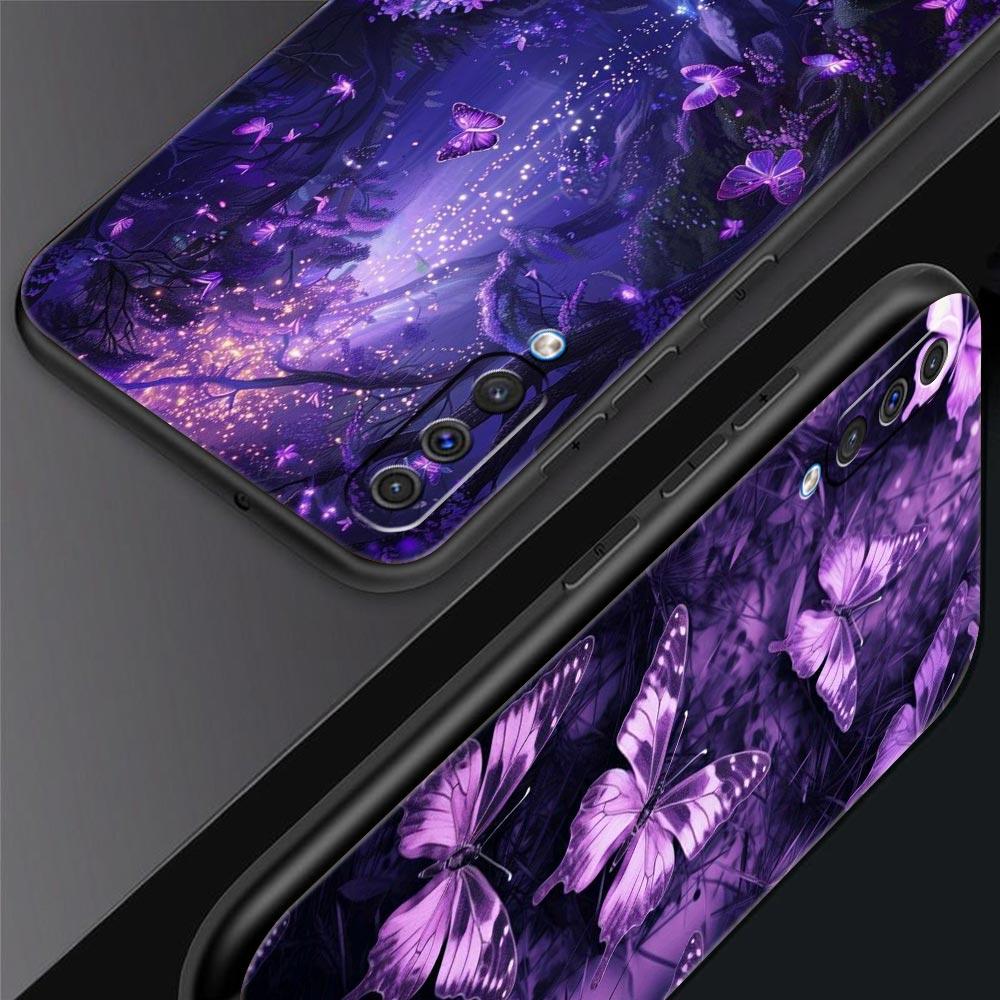 Art Purple Butterfly Phone Case for Samsung Galaxy A56 A36 A26 A16 A34 A24 A42 A22 A20 A12 A40 A30 A10 5G Soft TPU Cover Shell