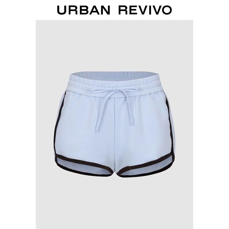 UR2026 Women s Color Block Drawstring Sporty Shorts L светло-синий