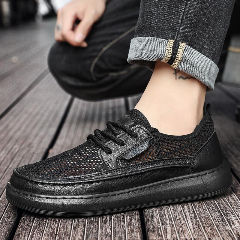 Men's Shoes Sandals Summer Work Shoes All Soft Genuine Leather Casual Walking Old-fashioned Men's Shoes Loafer