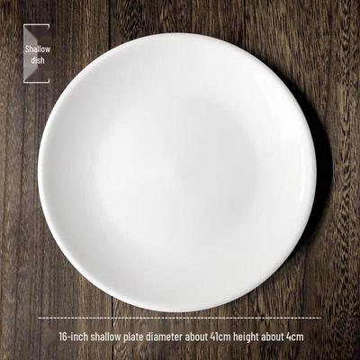 Piatto Rotondo in Ceramica Bianca Pura per Bistecca