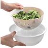 Double Layer Swivel Drainer 2 in 1 Bowl Strainer Combo - Kitchen Colander Fruit Wash Strainer for Cleaning Veggies, Noodles (White)