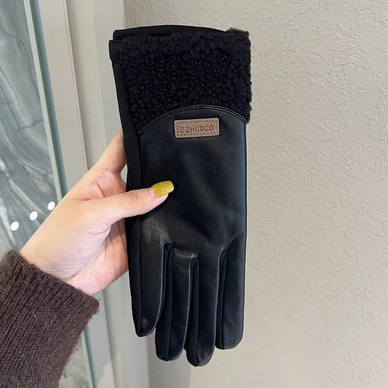 Gloves women's winter warmth, velvet and thickened new outdoor riding electric vehicle windproof and cold-proof five fingers