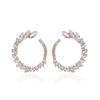 Elegant Leaf Shaped Hoop Earrings for Women Sparkling C Shape Statement Earrings for Party Wedding