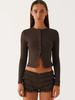 European & American Women's Fashion 2025 Spring/Summer Solid Color Slim-Fit Long-Sleeve Button Cardigan Top
