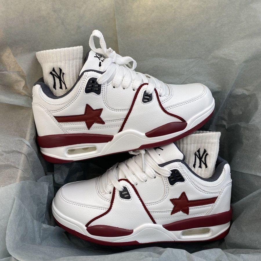 

Звездные туфли бело-бордовые с воздушной подушкой кроссовки для пар кроссовки 40 красный