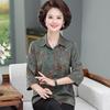 Mom's Spring & Autumn Long-Sleeve Mulberry Silk Shirt for Stylish Middle-Aged & Elderly Women
