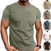 Men's Waffle Knit Crew Neck T-Shirt Solid Color Short Sleeve Slim Fit Casual Basic Tee