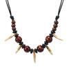 Ethnic Style Wood Bead Wolf Tooth Pendant Necklace Men's and Women's Retro Personality Hip Hop Rock Punk Jewelry Accessories