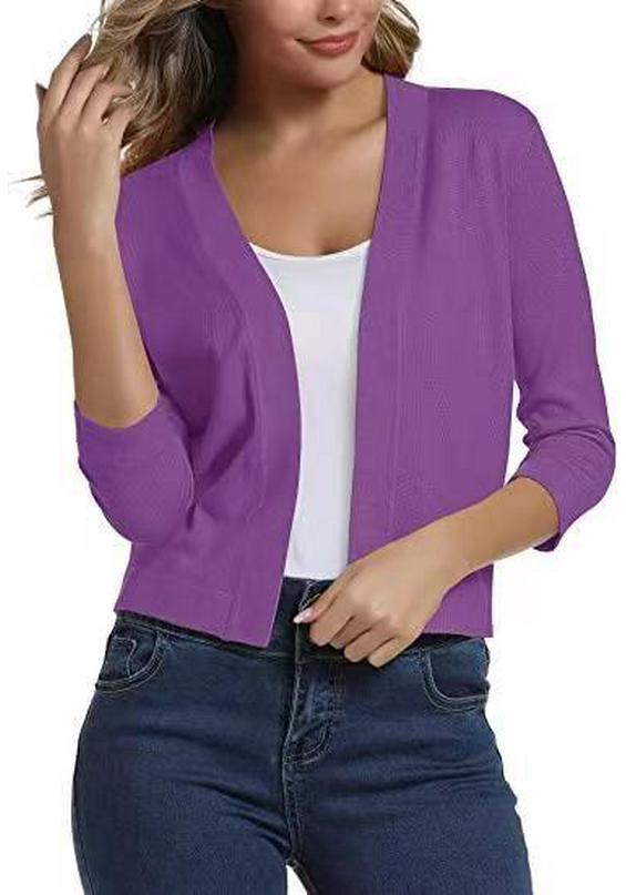 Versatile Women's Knit Cardigan Sweater - Simple, Short Jacket for Spring and Autumn