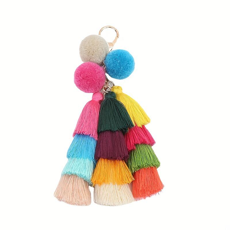 Colorful Tassel Pendant Handbag Charm - Pompon Key Jewelry Accessory