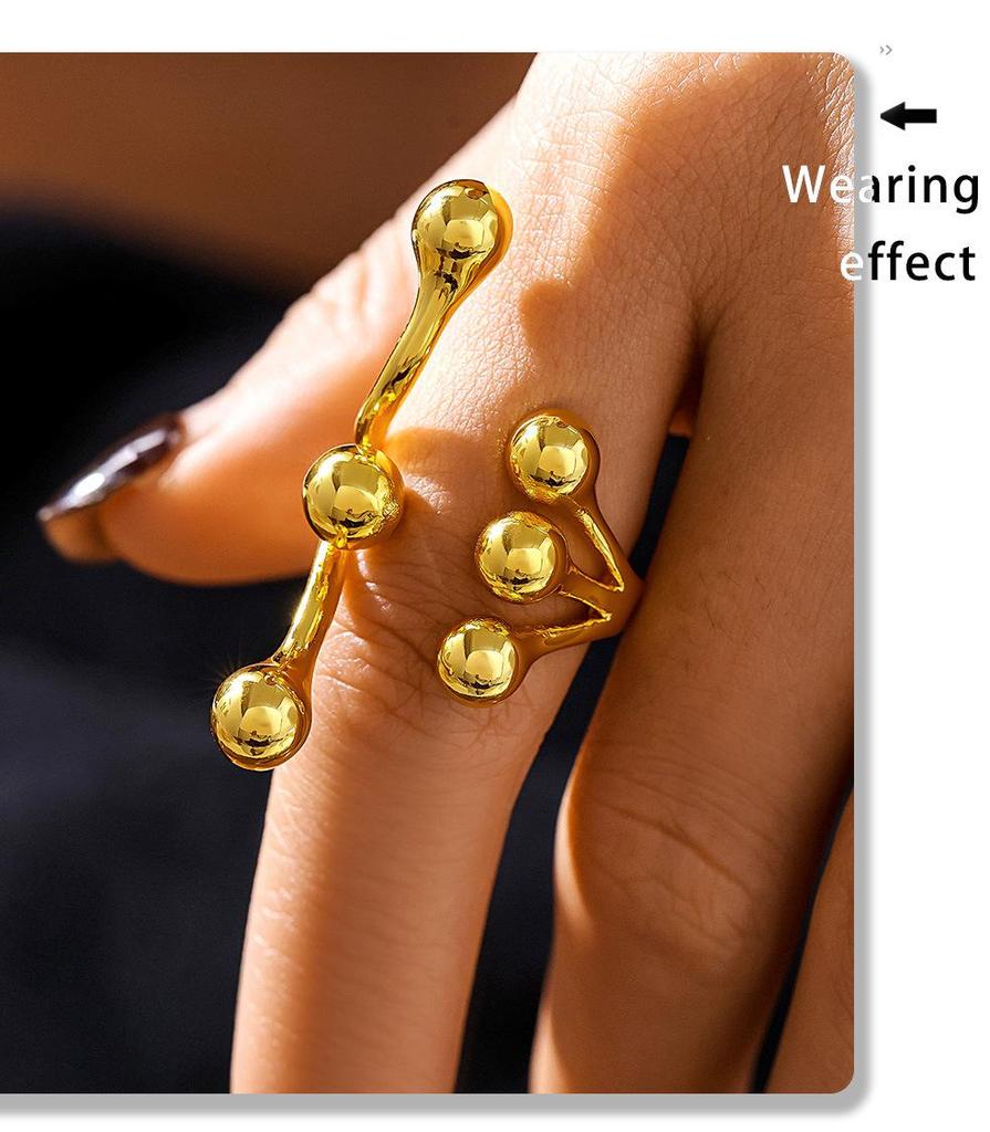 18K Gold-Plated Creative Titanium Steel Ring with Spherical Design