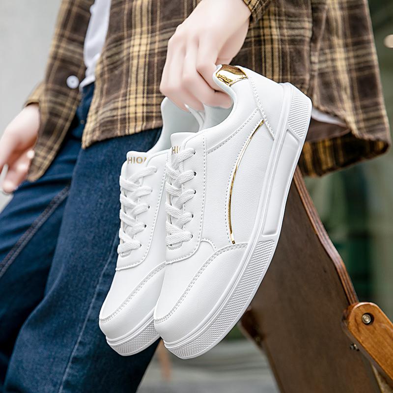 Scarpe Casual da Uomo Scarpe Morbide da Donna Comode Scarpe Casual in Ecopelle per Uomo Autunno Sneakers da Uomo Bianche Monocolore