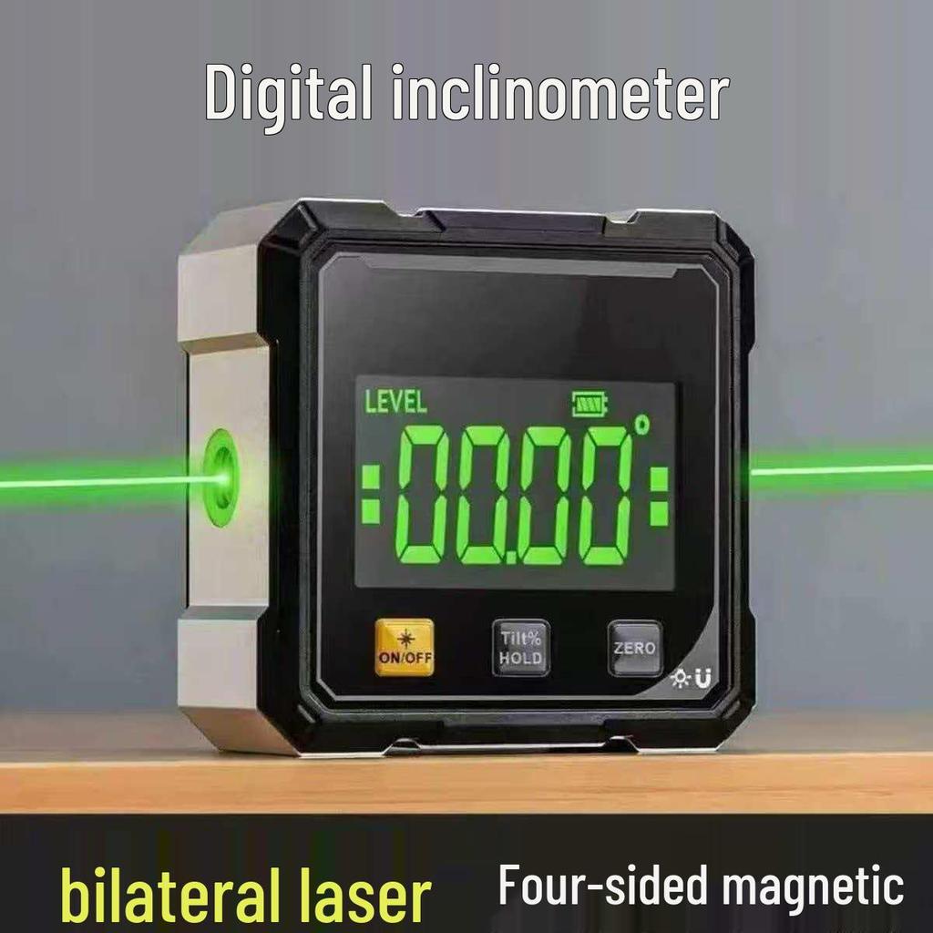 Green Light Double-Sided Laser Digital Inclinometer with Four-Sided Strong Magnet - High-Precision Digital Level In Stock