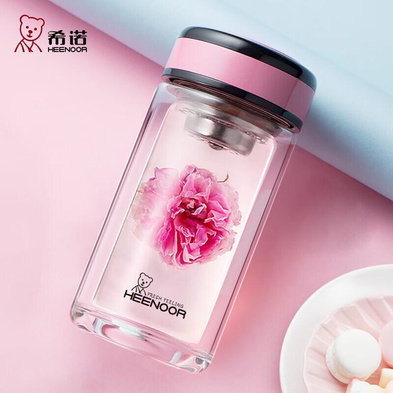 HEENOOR Double-Layer Portable Glass Cup