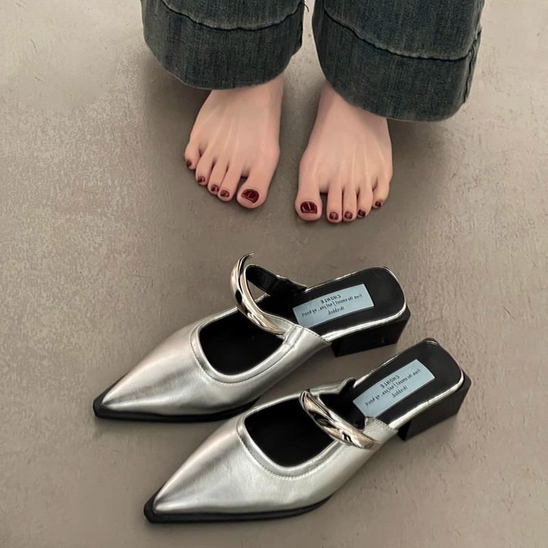 Pointed-toe Shoes Closed-toe Shoes New Simple Wedge Heel Sandals Women's Shoes