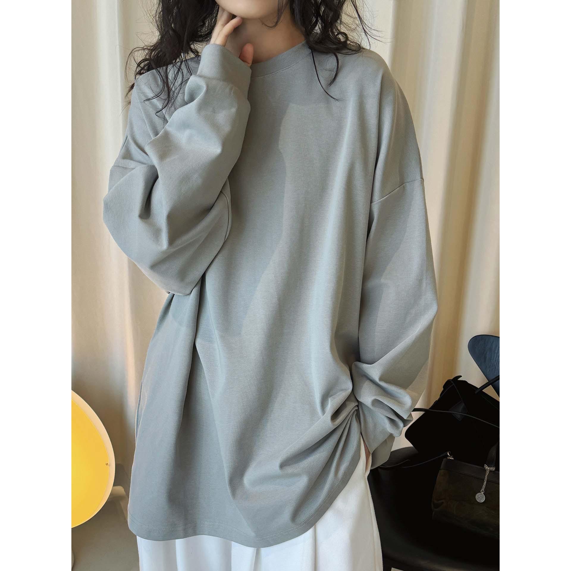 

Xu Man Early Spring Oversized Lightweight Long Sleeve T-shirt for Women - Simple, Relaxed Fit, Comfortable Small