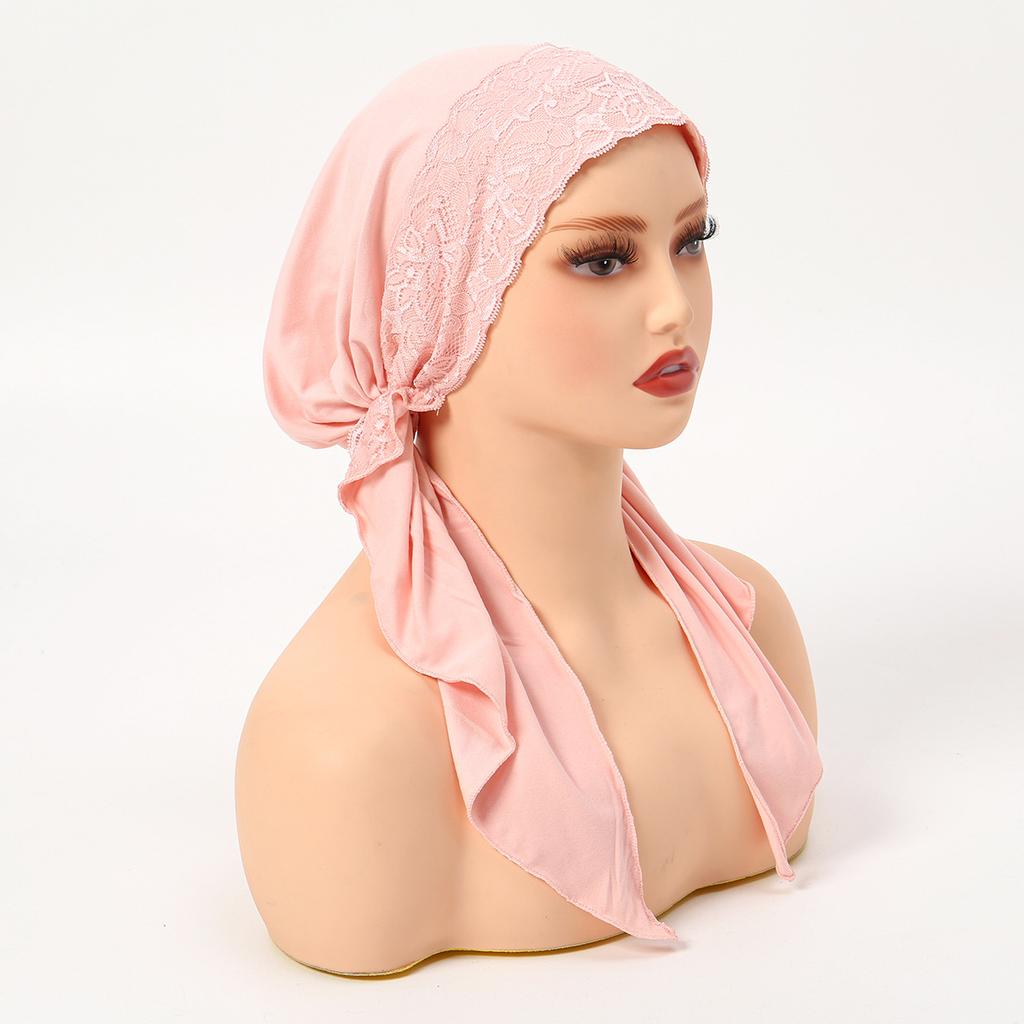Solid Color Pre-Tied Hijab Wrap Head Scarf Muslim Turban Bonnet for Women Inner Hat Turbantes Cap