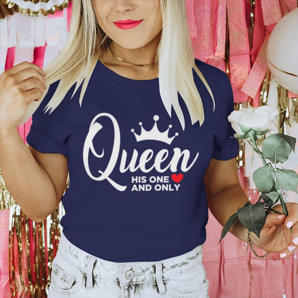King Queen Hisher One And Only Print T Shirt Valentines Day Gifts Shirts Unisex Unisex King Queen Crown Couple Matching Tshirts