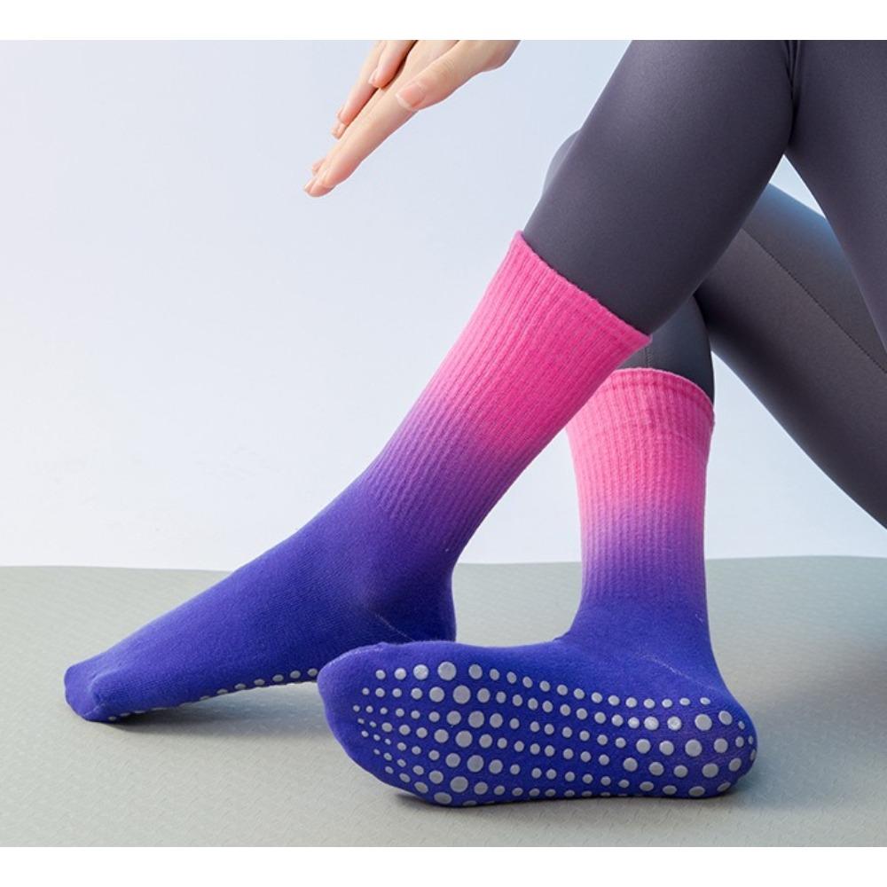 Gradually Change Yoga Women's Socks Non-slip Sports Socks Girls Pilates Medium Tube Hanging Dye Socks