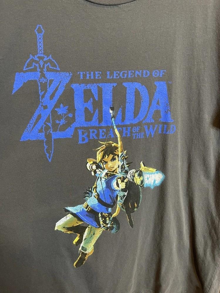 

Рубашка Legend of Zelda Серая с коротким рукавом Дыхание Дикой природы Футболка Репринт Унисекс Футболка L