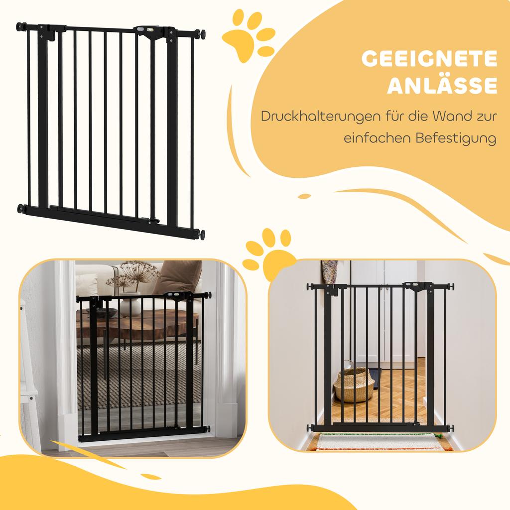 Adjustable Safety Gate W/ One Extensions, Four Adjustable Screws, Black