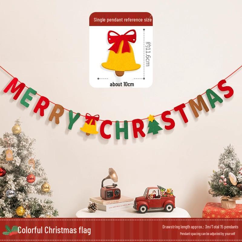 Christmas Tree Hanging Ornaments & Festive Decorations with Atmosphere Lights & Pull Flowers