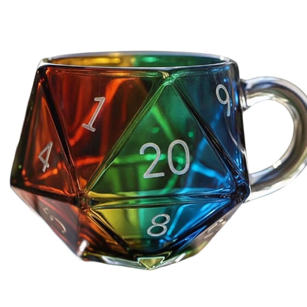 Dice Cup Multi Sided Digital Cups Die Glass Mug Handle Unique Desktop Coffee Venue Perfect Fantasy Enthusiasts