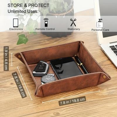 Creative Desktop Leather Storage Folding Miscellaneous Small Items Storage PU Remote Control Storage Key Storage Box