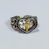 Jun'an Adjustable Heart-Shaped Gold Cross Ring