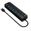 7-Port USB 3.0 Hub 5Gbps High Speed Data Transmission USB Splitter For Laptop