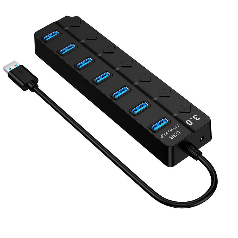 7-Port USB 3.0 Hub 5Gbps High Speed Data Transmission USB Splitter For Laptop