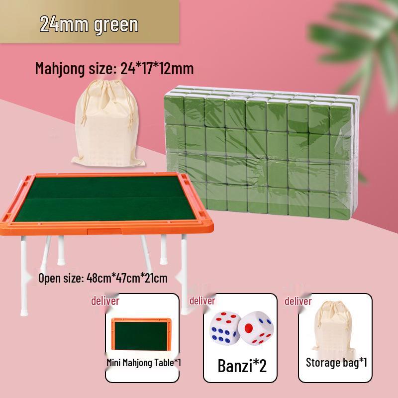 Compact Travel Mahjong Set - 24mm & 30mm Tiles, Solid Carved Sparrow Design, Ideal for Dorms and Table Games