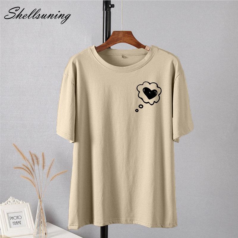 Shellsuning простые футболки с принтом в виде сердца — фото 13